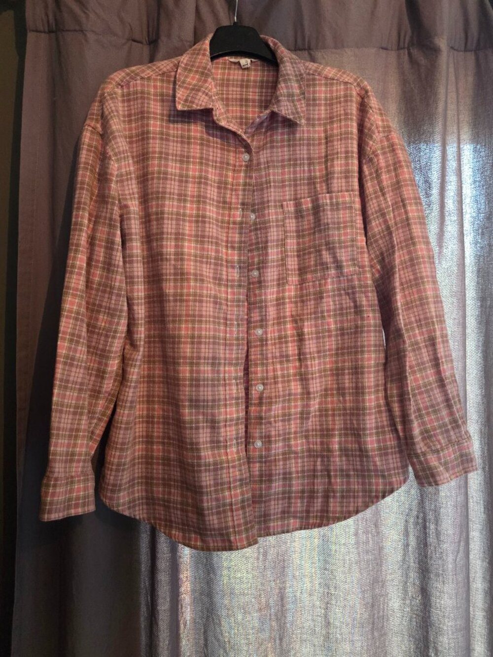 Girls Aeropostale Brown Plaid Button-Up Flannel Shirt - Casual Long Sleeve